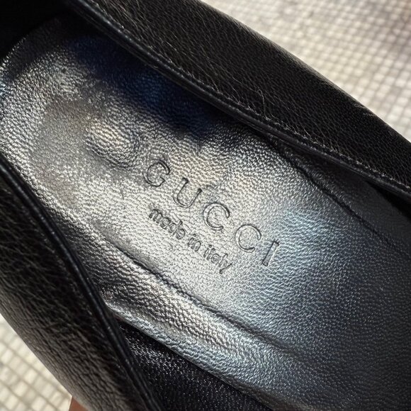 Gucci Black Leather Web Stripe Interlocking GG Pumps - Picture 9 of 13